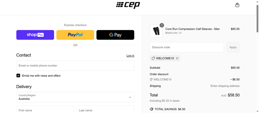 25% Off on CEP Australia Sportswear - Save More on Your Order